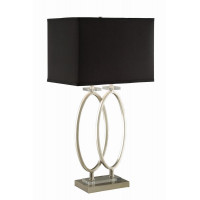 Coaster Furniture 901662 Rectangular Shade Table Lamp Black and Brushed Nickel